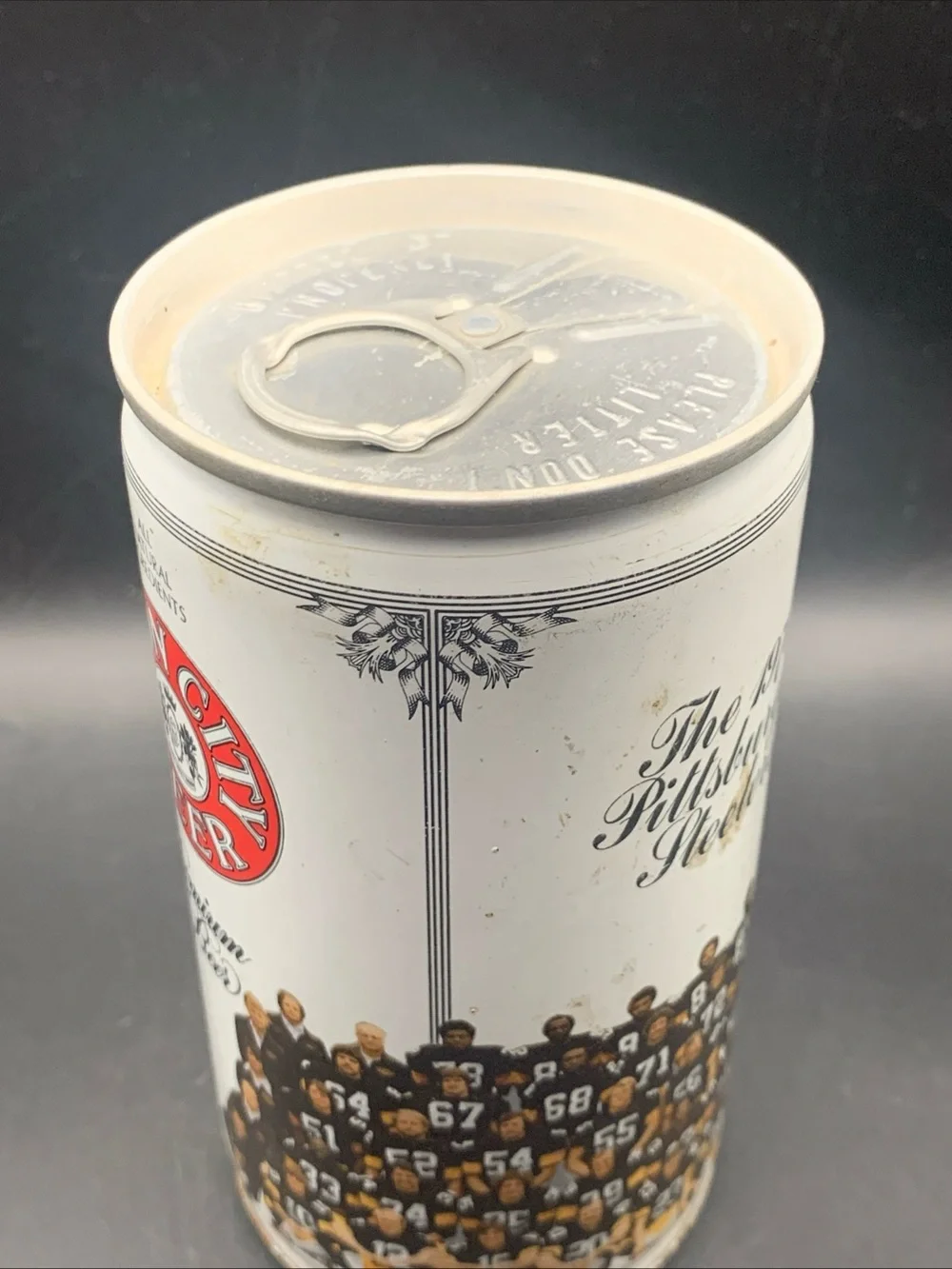 Vintage Beer Can Iron CIty Premium 1976 Pittsburgh Steelers Beer Pull Tab Empty